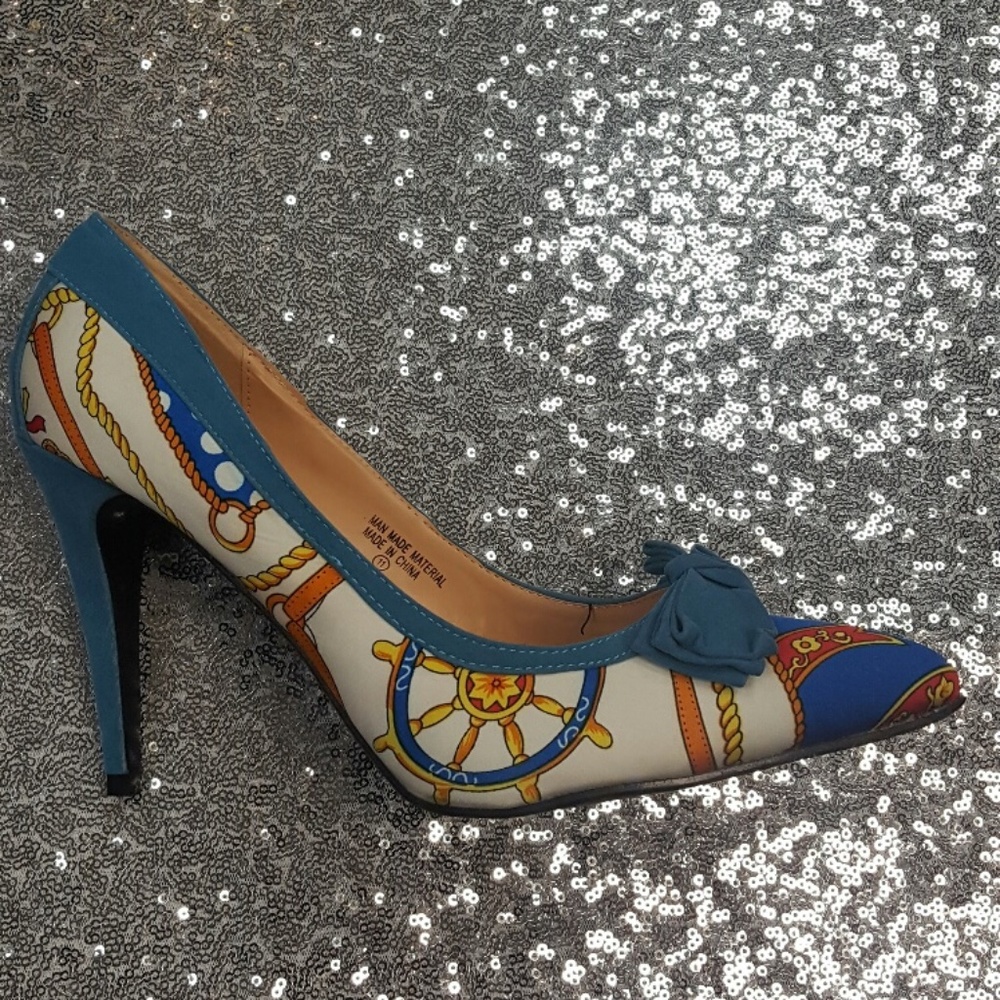 Multi-Color Scarf-Print Pumps (Nib) - image 3